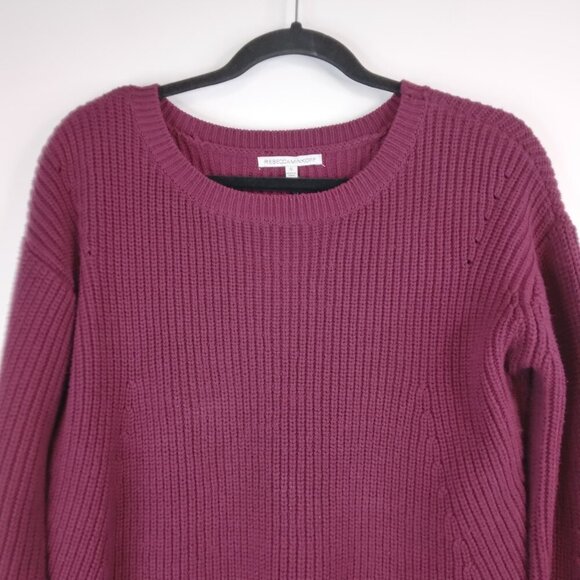 Rebecca Minkoff Teresa Burgundy Bell Sleeve Cropped Knit Sweater Size S - Picture 7 of 11